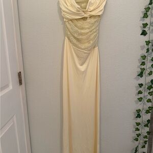 Peppemaya Strapless Yellow Prom Dress